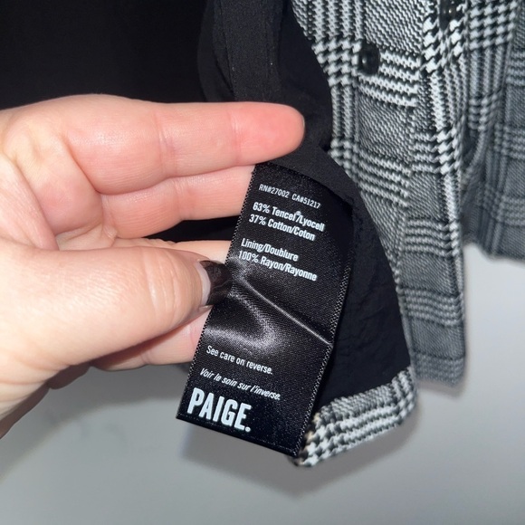 PAIGE Karissa Houndstooth Check Blazer Black/White Size Small - Picture 10 of 14